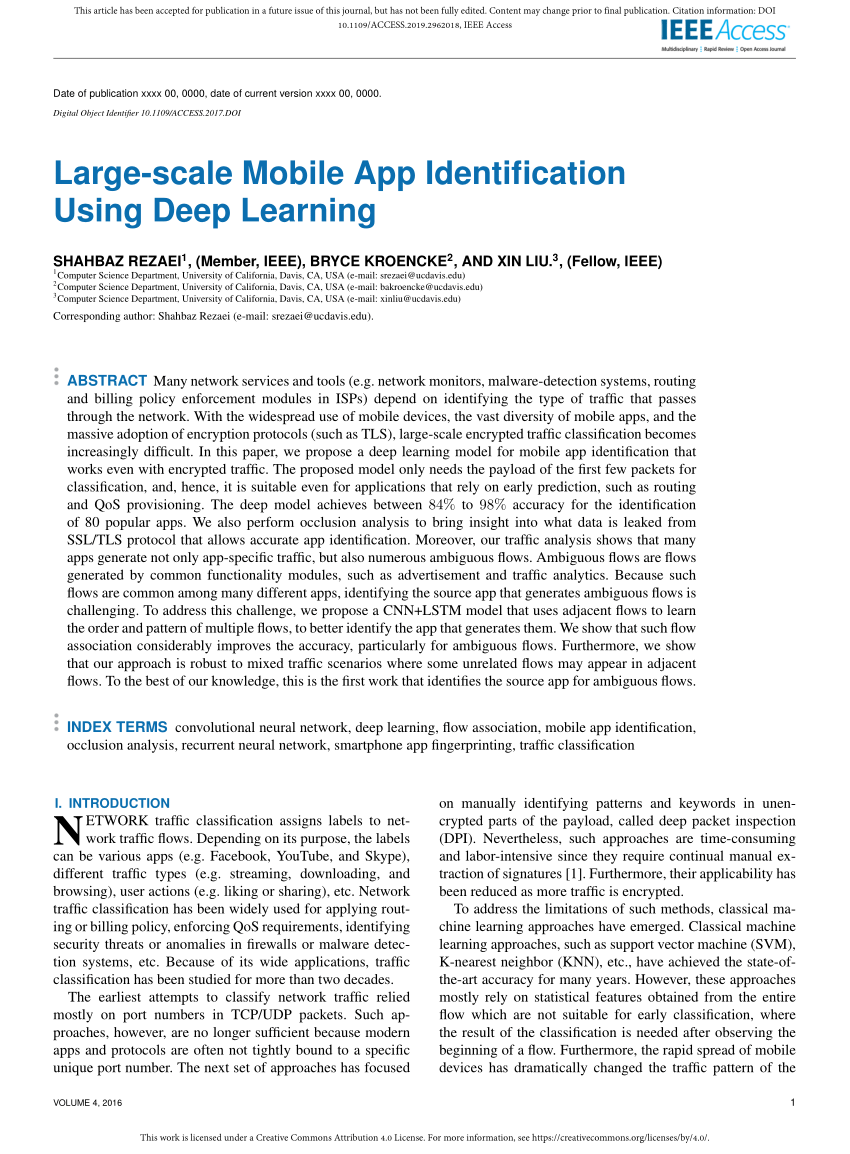 PDF) Large-Scale Mobile App Identification Using Deep Learning