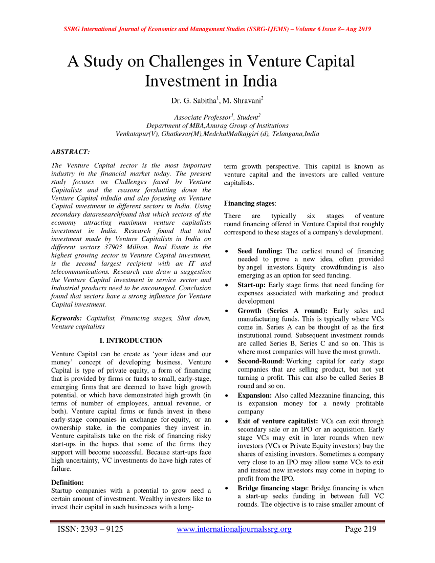 case study on venture capital in india
