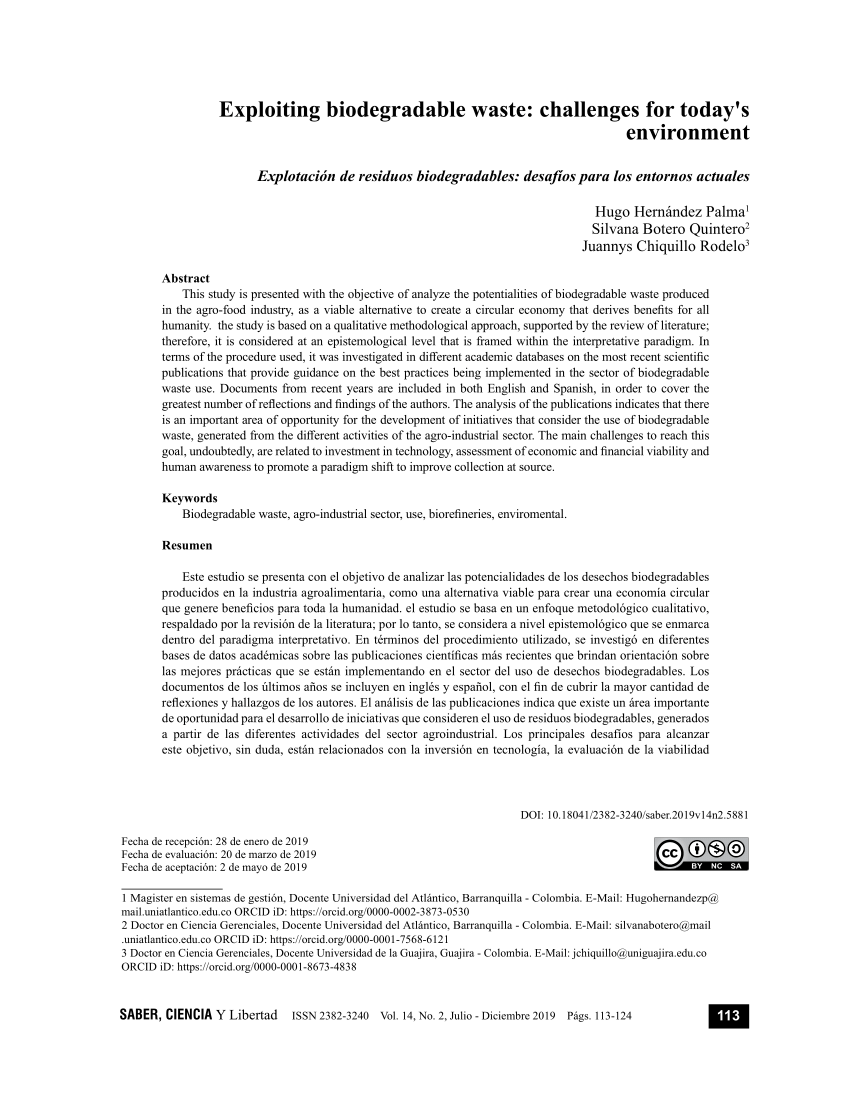 Pdf Exploiting Biodegradable Waste Challenges For Today S