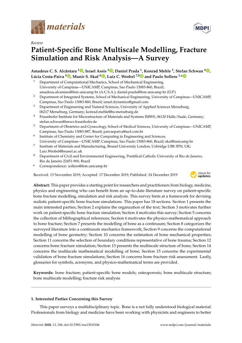 Pdf Patient Specific Bone Multiscale Modelling Fracture Simulation And Risk Analysis A Survey