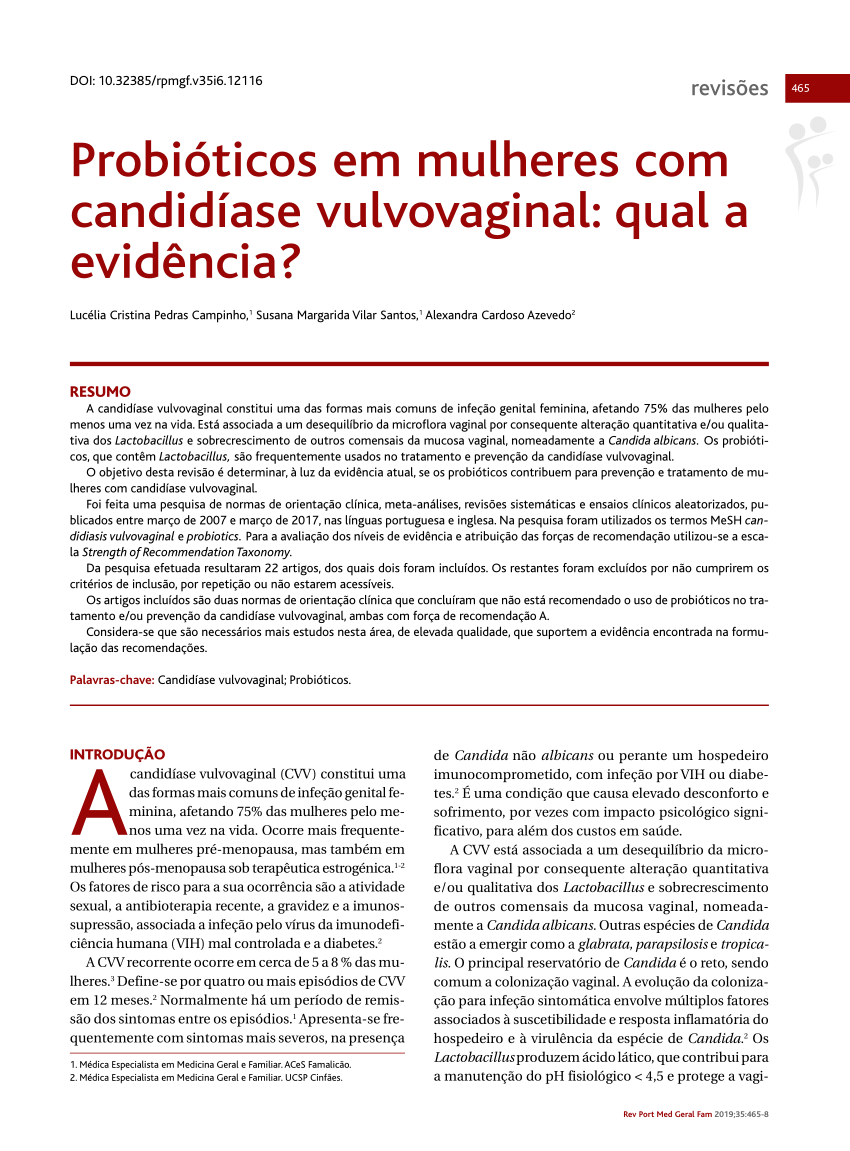 PDF) Probióticos em mulheres com candidíase vulvovaginal: qual a evidência?