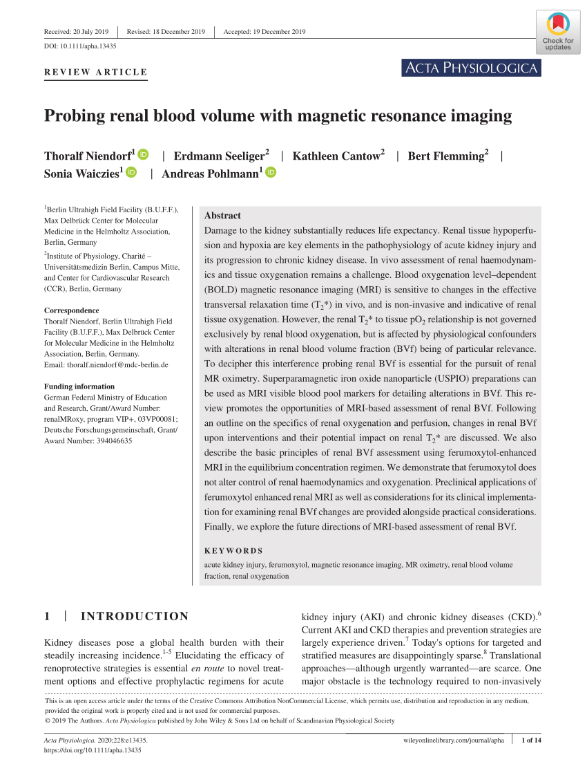 PDF) Probing Renal Volume with Magnetic Imaging