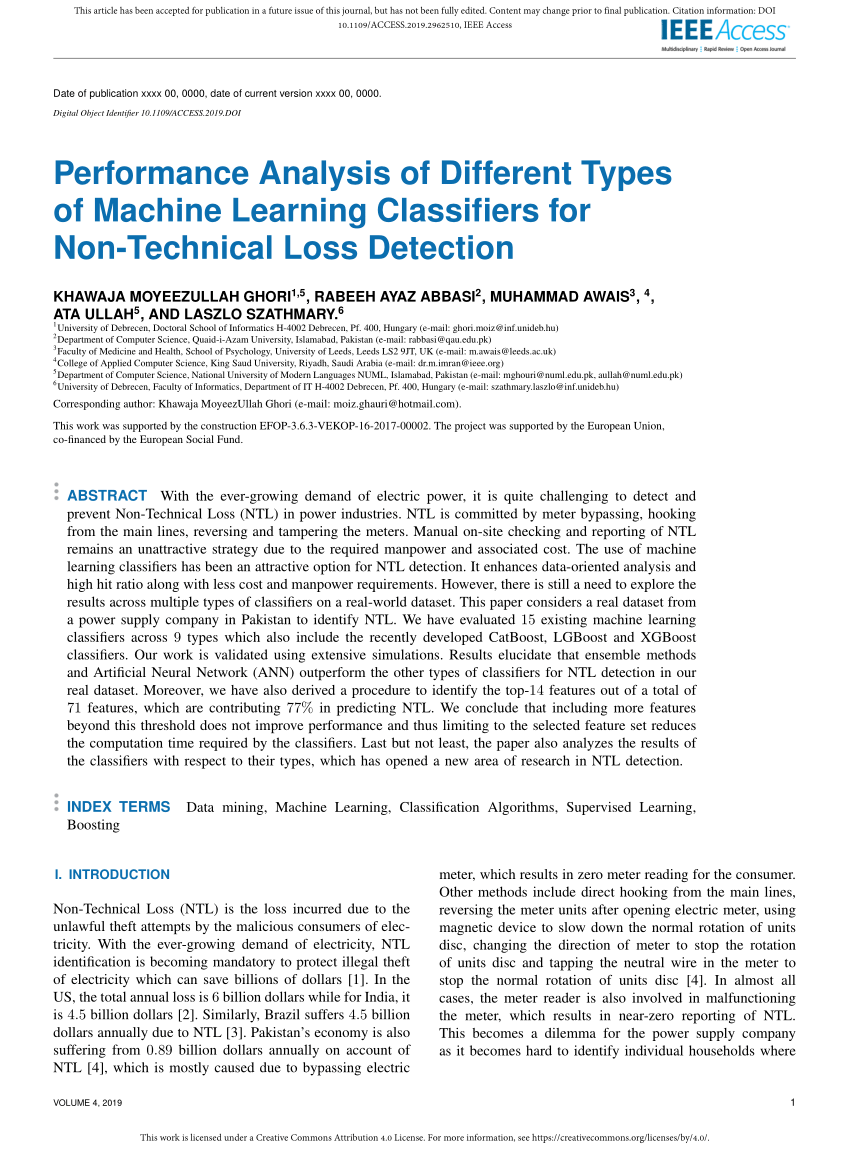 PDF) Performance Analysis of Different Types of Machine Learning ...