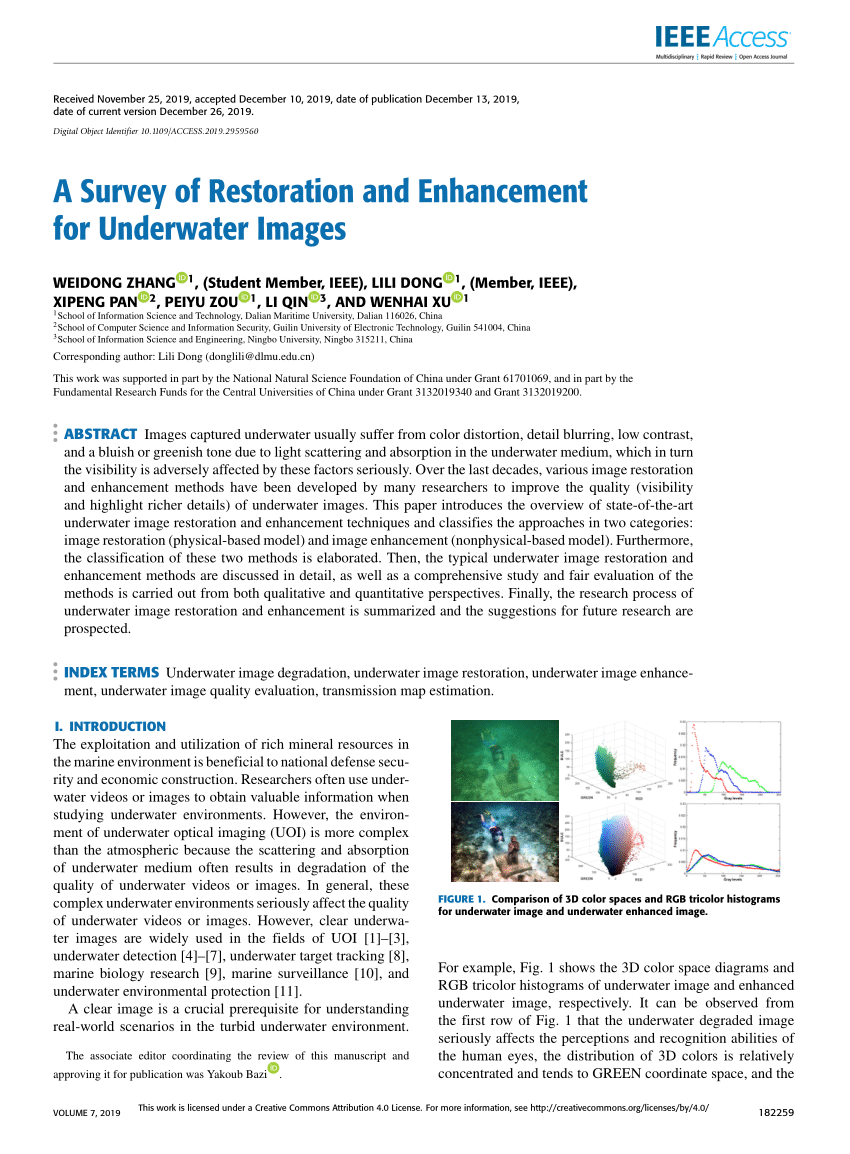 PDF) A Survey of Restoration and Enhancement for Underwater Images