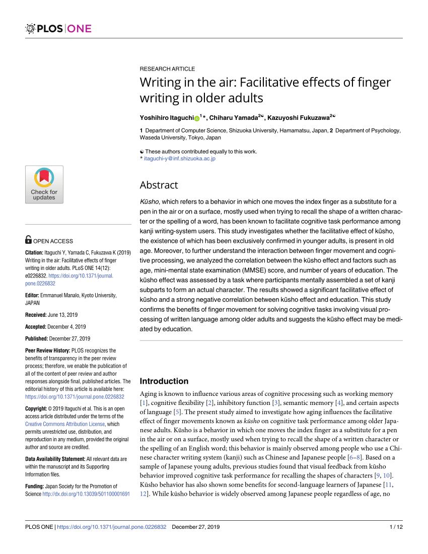 PDF Writing in the air Facilitative effects of finger writing in  