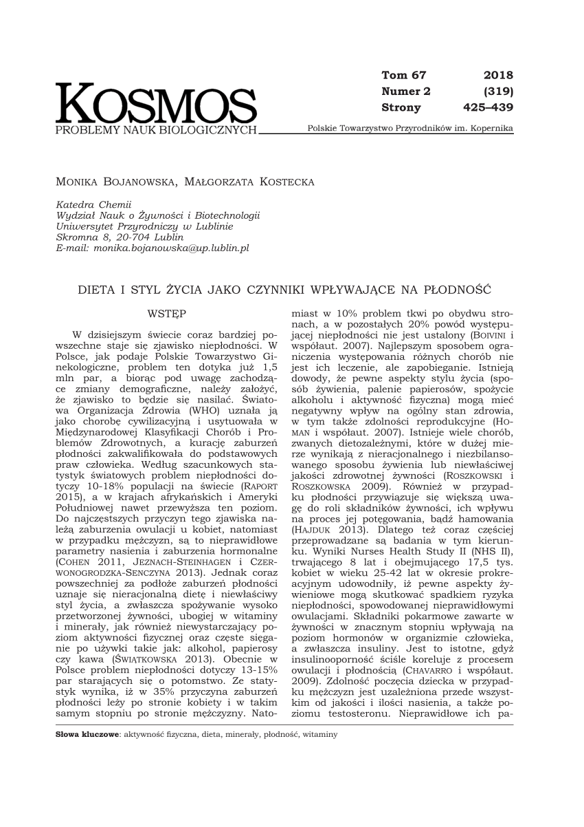 PDF Dieta i styl życia jako czynniki wpływające na płodność 