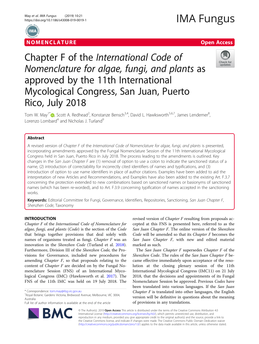 (PDF) Chapter F of the International Code of Nomenclature for algae