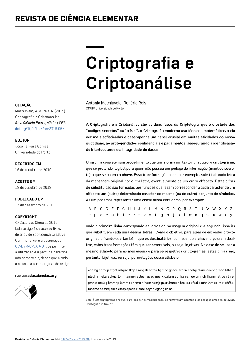 Criptografia, PDF, Criptografia