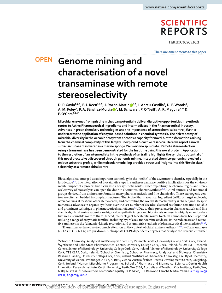 (PDF) Genome mining and characterisation of a novel transaminase ...