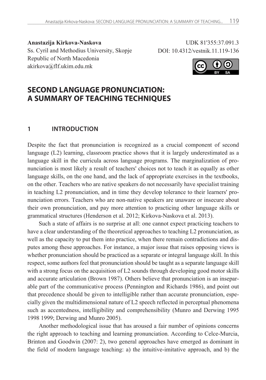 Pronunciation in Second Language Learning and Teaching Proceedings