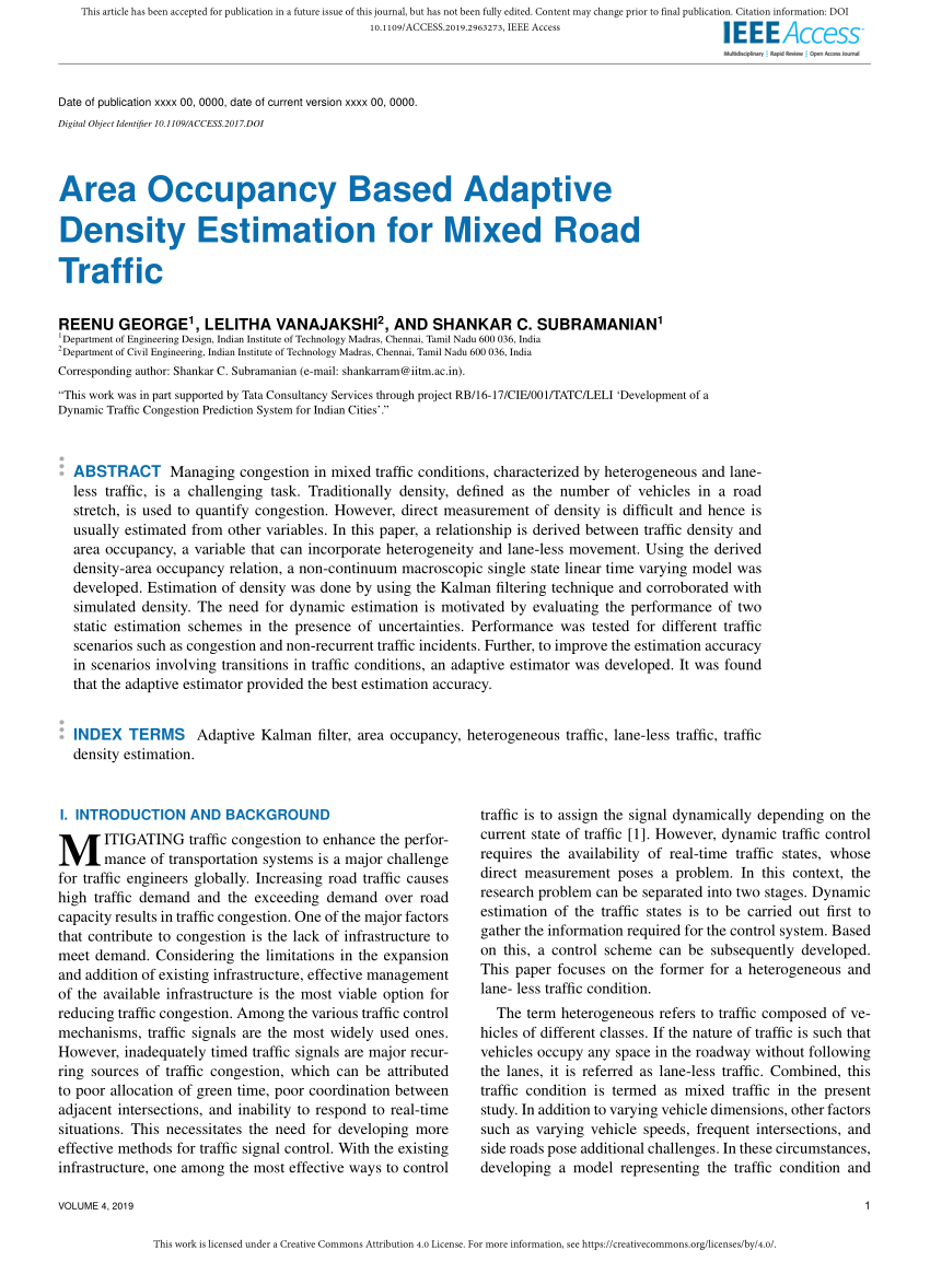 PDF) Area Occupancy Based Adaptive Density Estimation for Mixed ...