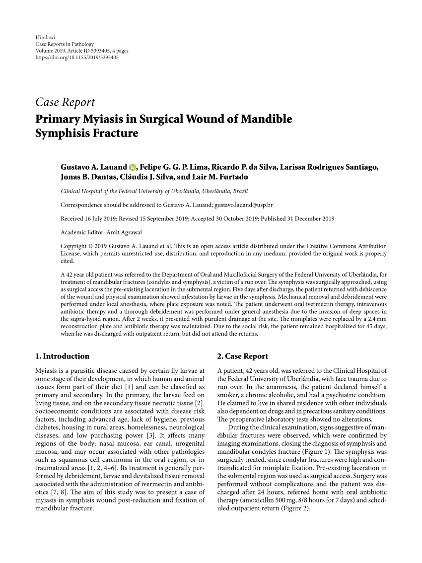 (PDF) Primary Myiasis in Surgical Wound of Mandible Symphisis