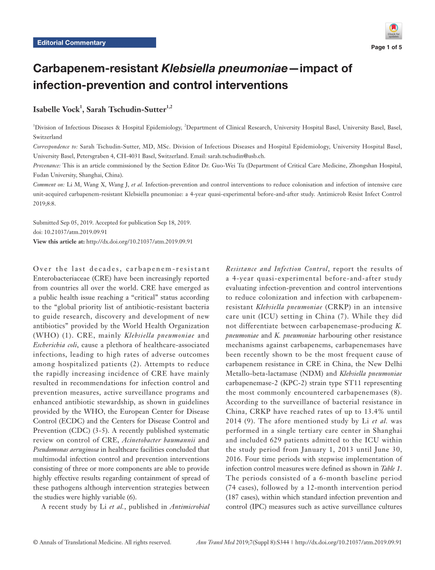 (PDF) Carbapenem-resistant Klebsiella pneumoniae—impact of infection ...