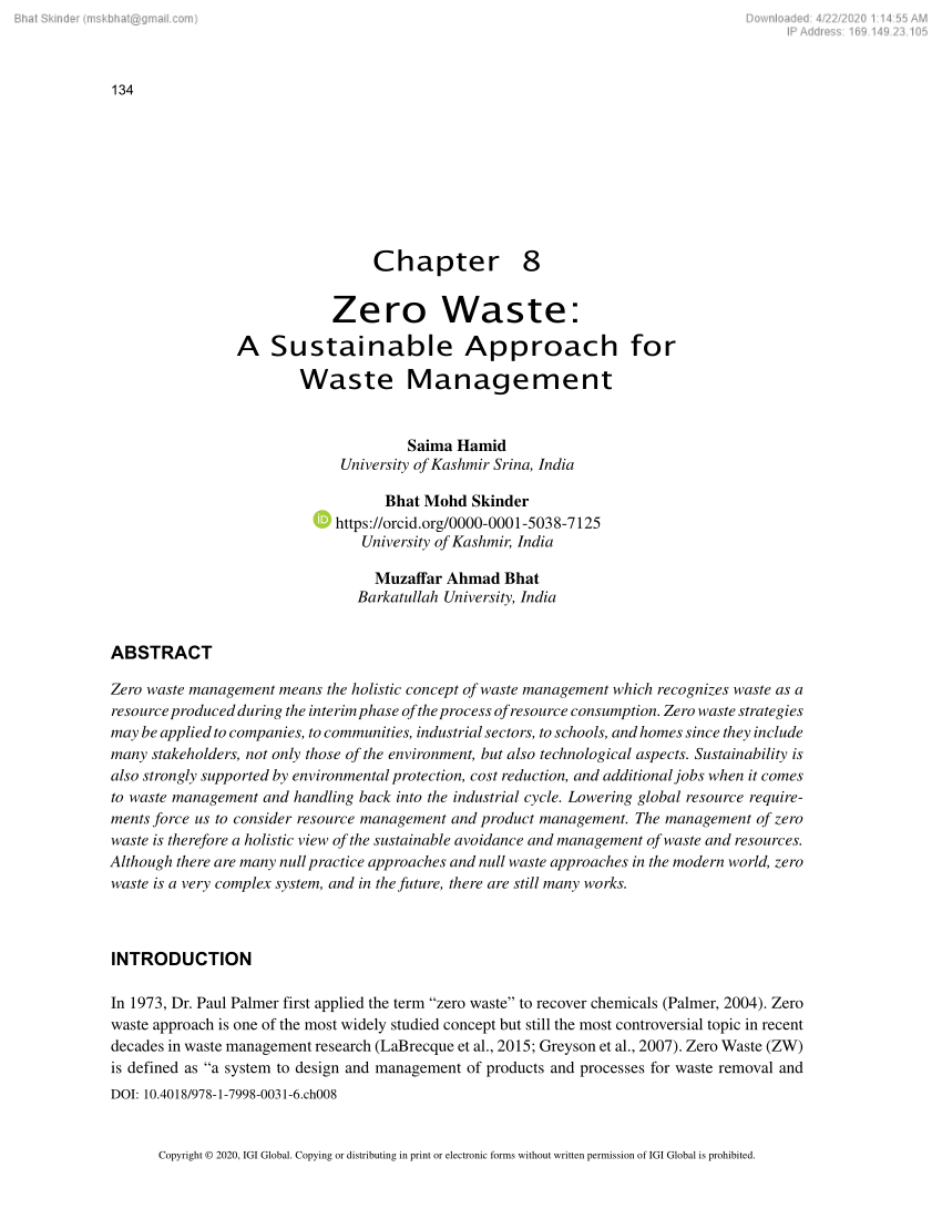 literature review on zero waste management