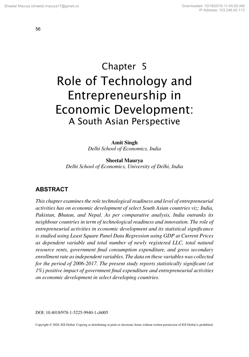 role of technology in economic development essay