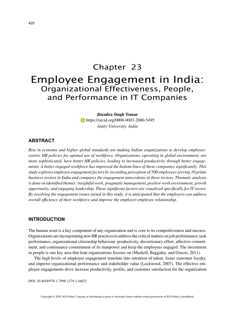 literature review on employee engagement in india