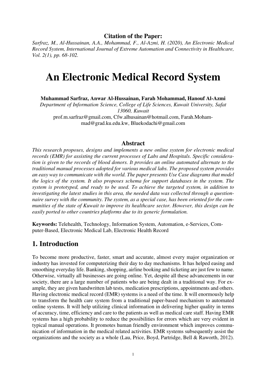 research topics on electronic medical records