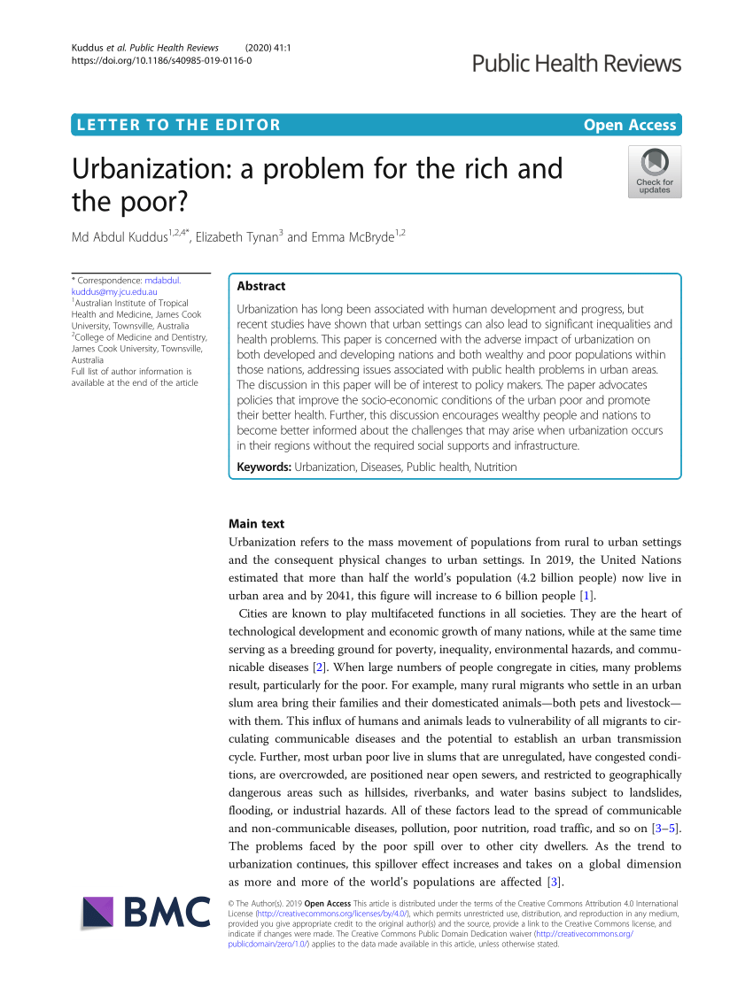 Urbanization: a problem for the rich and the poor?