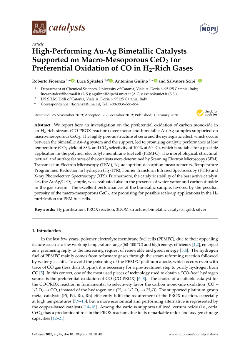 Pdf High Performing Au Ag Bimetallic Catalysts Supported On Macro Mesoporous Ceo 2 For Preferential Oxidation Of Co In H 2 Rich Gases