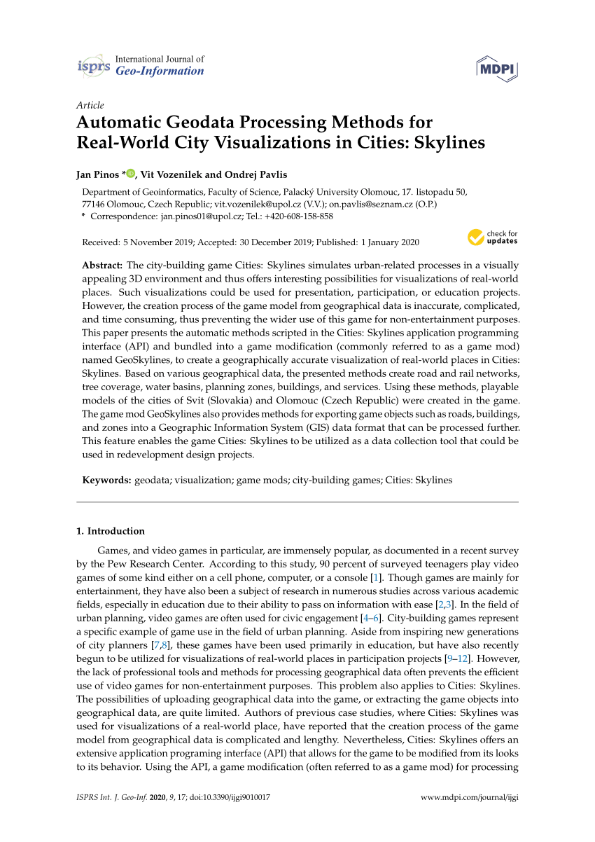 Pdf Automatic Geodata Processing Methods For Real World City Visualizations In Cities Skylines