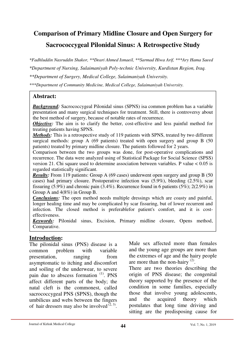 Pdf Comparison Of Primary Midline Closure And Open Surgery For