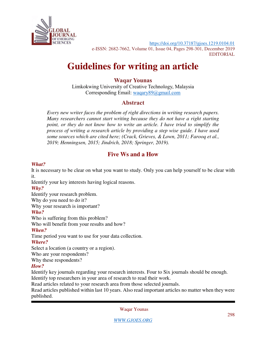 article reviewer guidelines