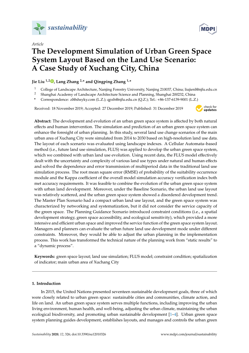 Pdf The Development Simulation Of Urban Green Space System Layout Based On The Land Use Scenario A Case Study Of Xuchang City China