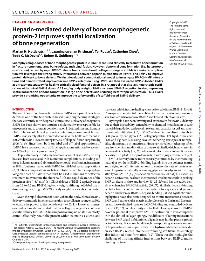 PDF) Heparin-mediated delivery of bone morphogenetic protein-2 