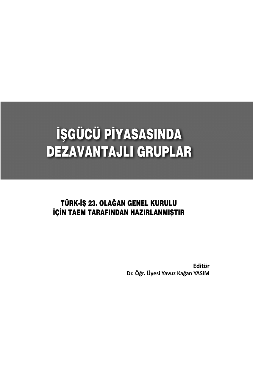 Pdf Isgucu Piyasasinda Dezavantajli Gruplar Kadinlar