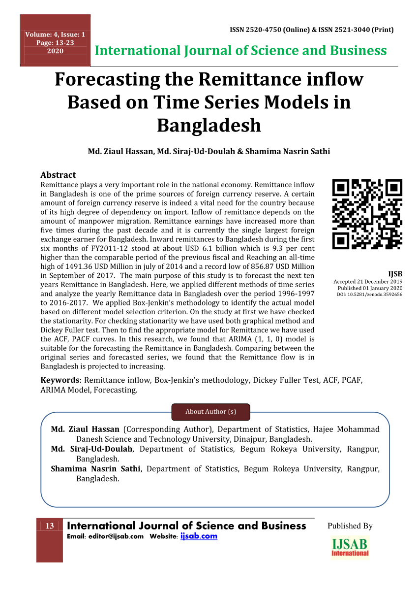 (PDF) Forecasting the Remittance inflow Based on Time Series Models in