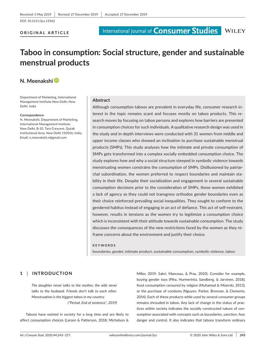 consumption: Social structure, gender ...