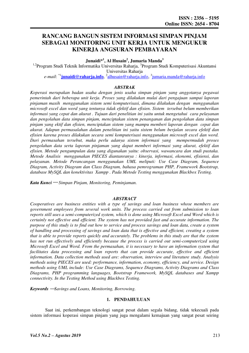 (PDF) RANCANG BANGUN SISTEM INFORMASI SIMPAN PINJAM SEBAGAI MONITORING