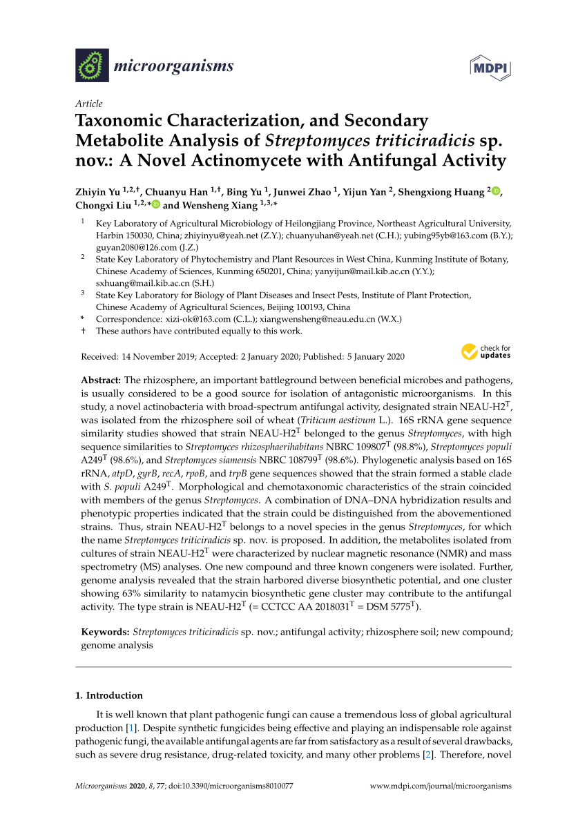 PDF) Taxonomic Characterization, and Secondary Metabolite Analysis ...