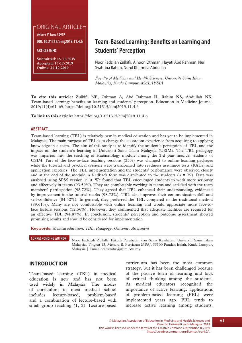 Step-by-step of conducting team-based learning (TBL) session 