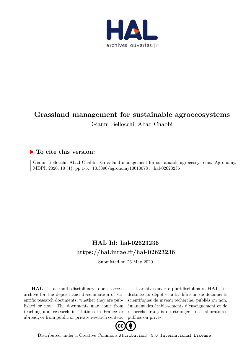 Pdf Grassland Management For Sustainable Agroecosystems