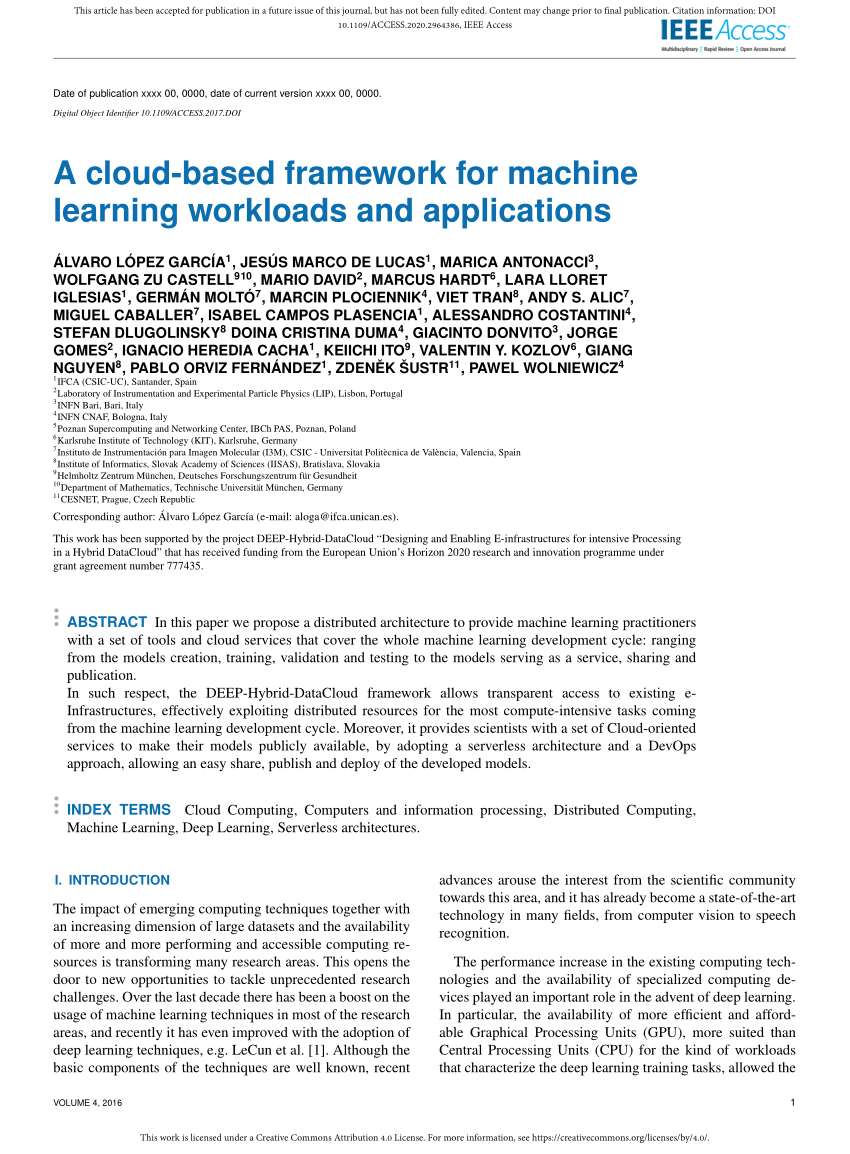 PDF) A Cloud-Based Framework for Machine Learning Workloads and ...