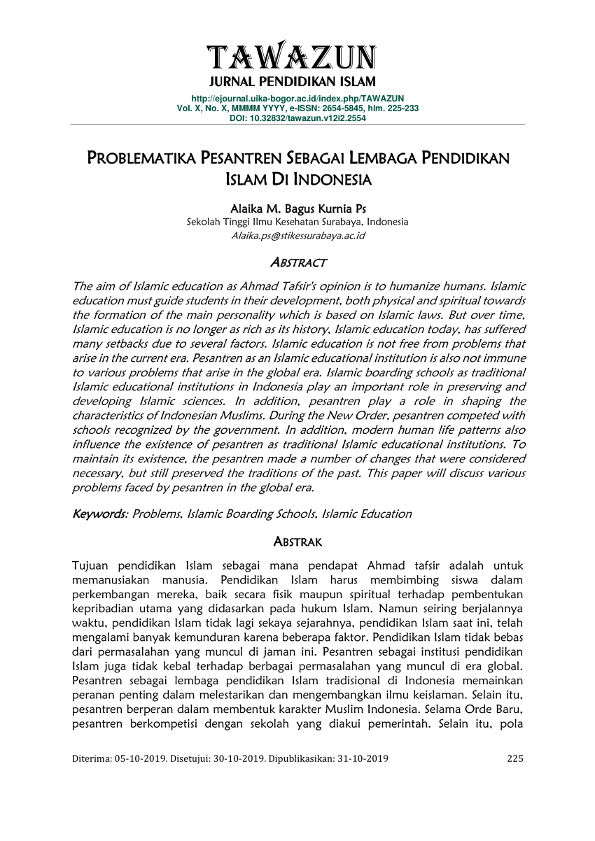  PDF PROBLEMATIKA PESANTREN SEBAGAI LEMBAGA  PENDIDIKAN  