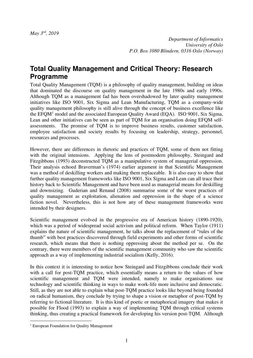 total quality management research paper