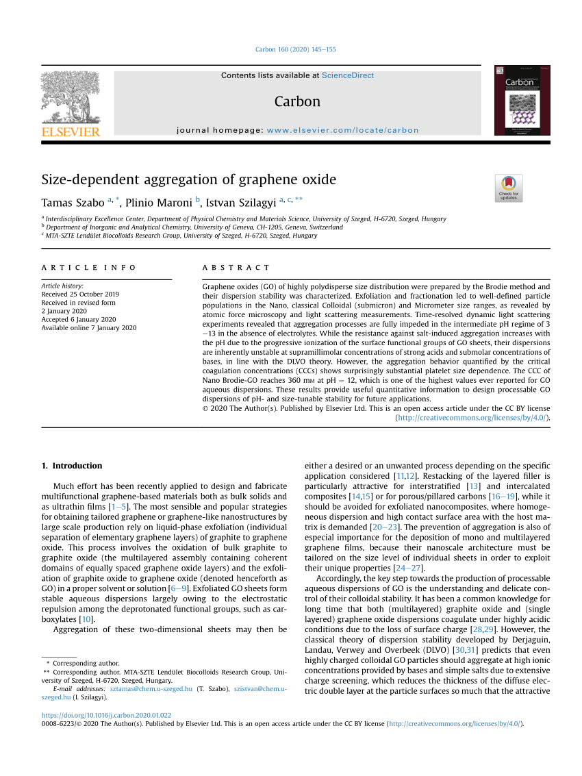 PDF) Size-dependent aggregation of graphene oxide