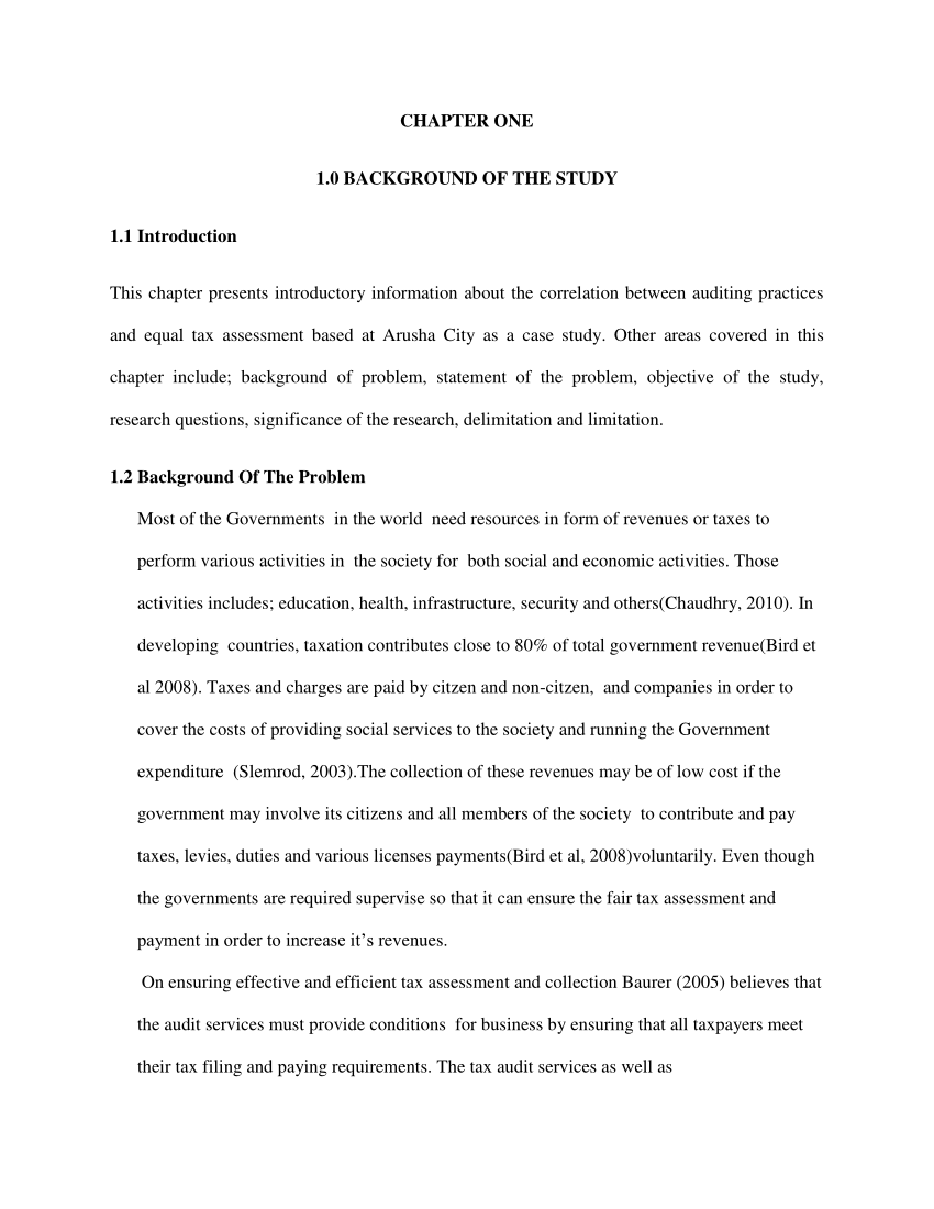 Pdf Chapter One 1 0 Background Of The Study