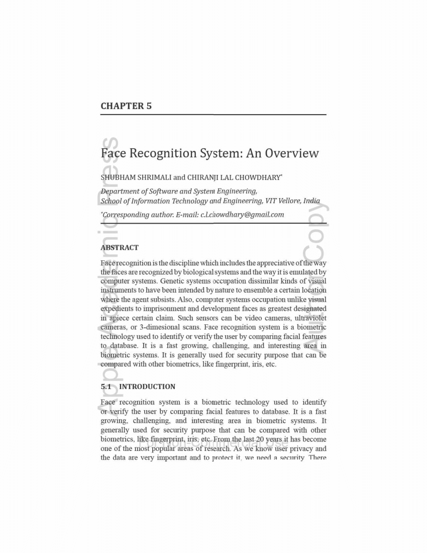 research paper on face recognition system