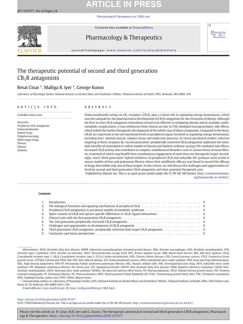 Pdf The Therapeutic Potential Of Second And Third Generation Cb1r