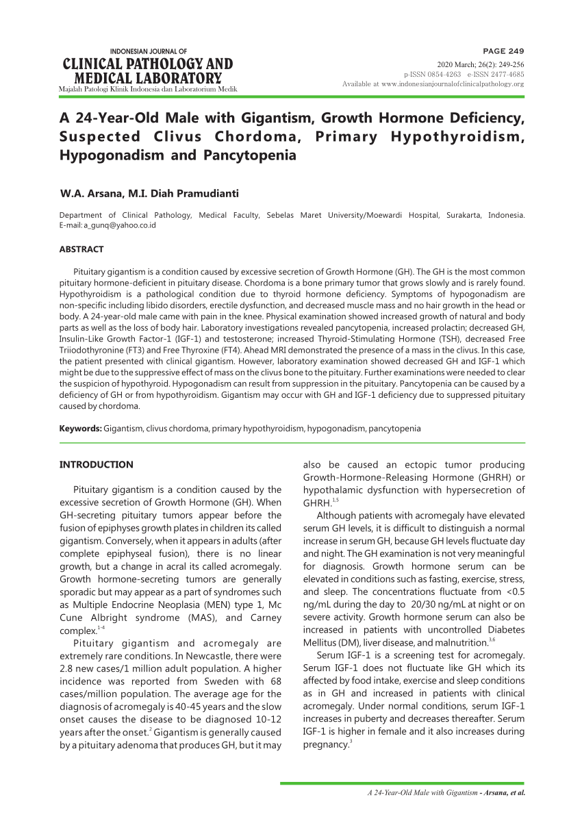 PDF A 24 Year Old Male with Gigantism Growth Hormone Deficiency