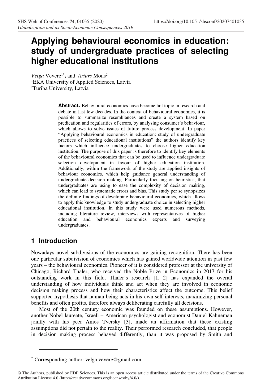 dissertation on behavioural economics