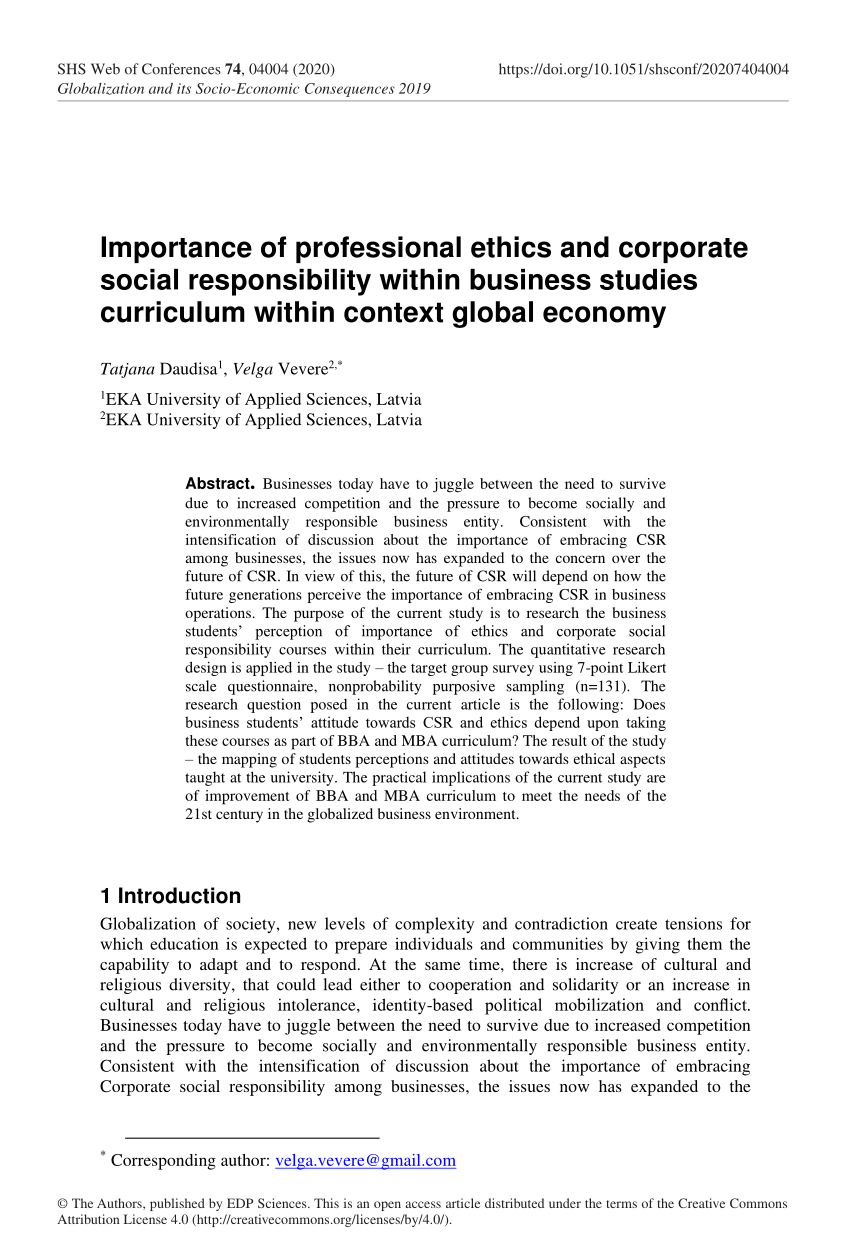 essay on the importance of professional ethics