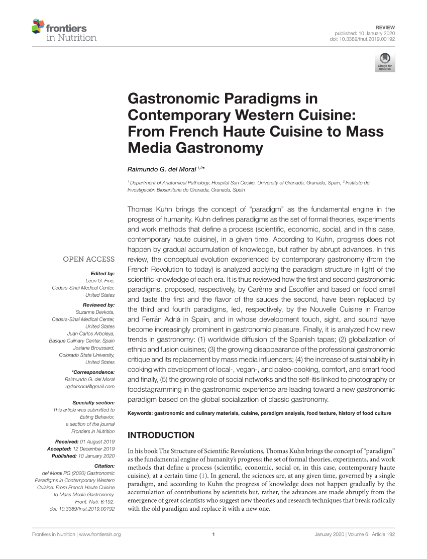 PDF) Gastronomic Paradigms in Contemporary Western Cuisine: From ...