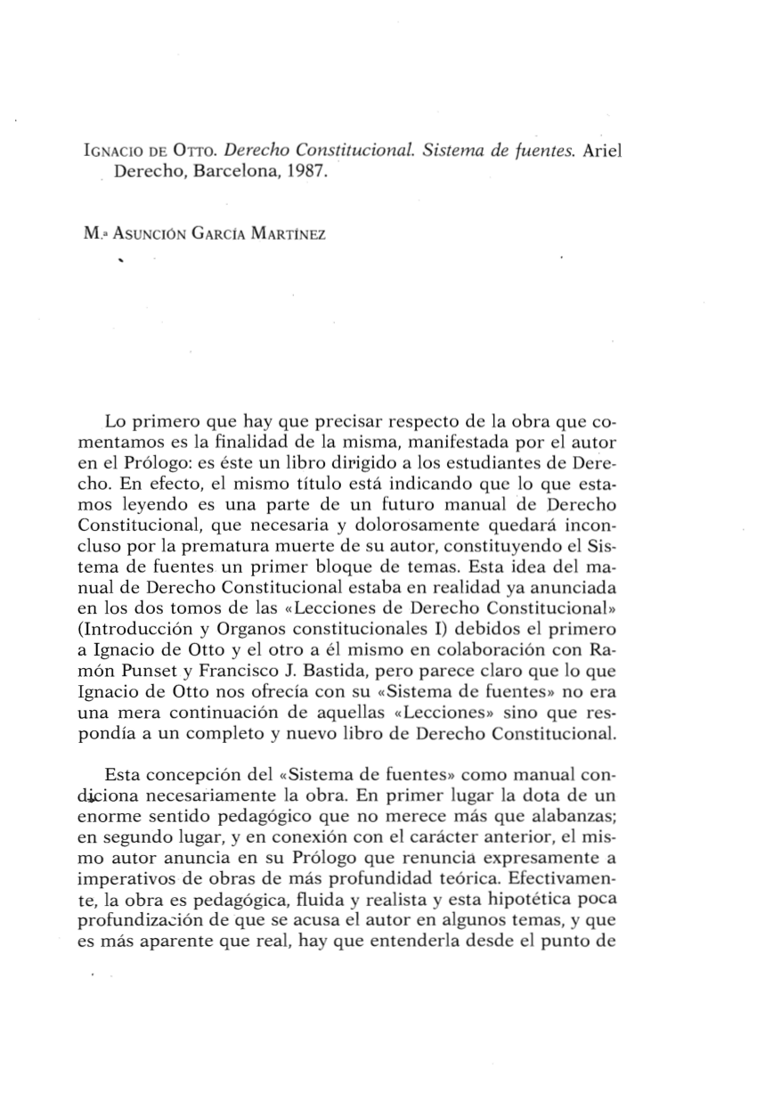 (PDF) De Otto, Ignacio: «Derecho constitucional. Sistema de fuentes ...