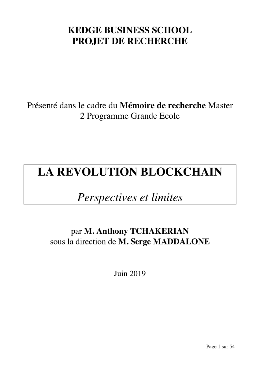 Pdf The Blockchain Revolution French