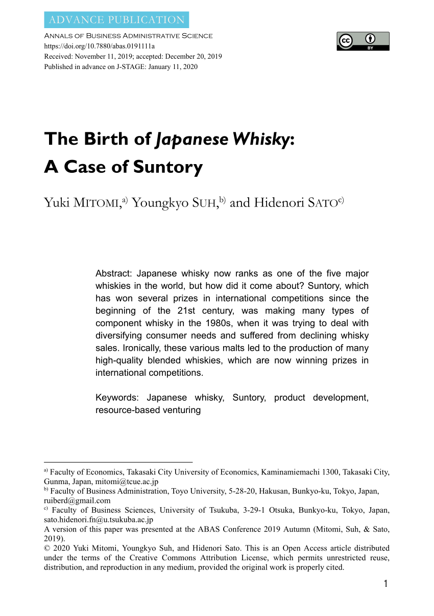 Pdf The Birth Of Japanese Whisky A Case Of Suntory