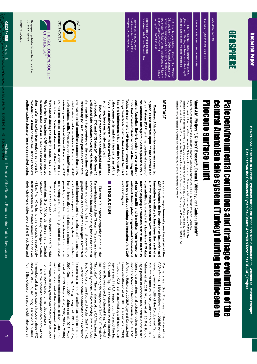 PDF) Paleoenvironmental conditions and drainage evolution of the